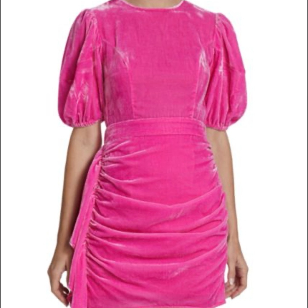 RHODE Pia Velvet Minidress Bright Pink Size 12